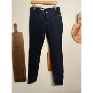 Anthropologie Pilcro Navy Velvet Corduroy High-Rise Skinny Pants Size 25 Tall